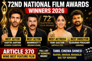 FilmyHigh 1 72nd National Film Awards 2026 Winners: Article 370 Wins Best Film, Kartik Aaryan & Mammootty Named Best Actors